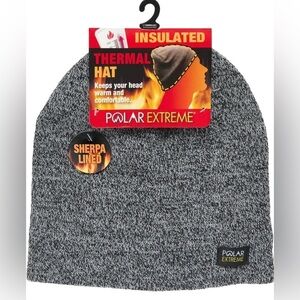 Polar Extreme NWT Gray Black  Faux Sherpa Knit Thermal Insulated Beanie Cap OSFM